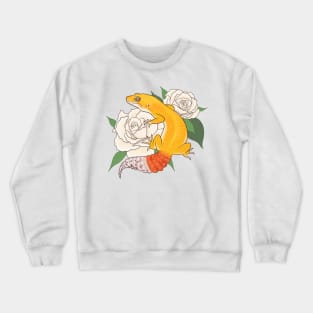 Leopard Gecko and White Roses Crewneck Sweatshirt